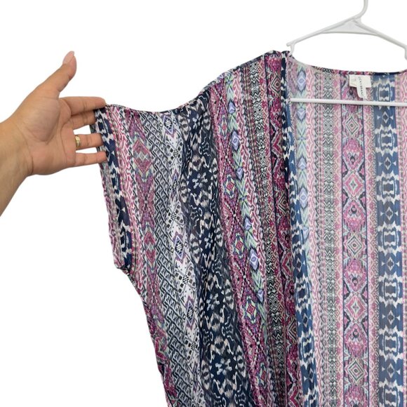 Lucky Brand Womens Sheer Kimono Cardigan W/ Tassels Multicolor Small Polyester - Picture 5 of 11
